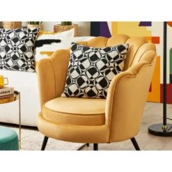 Beliani Cocktailstoel LOVIKKA - Geel Fluweel -Relax Verkoop d603bca76377447d84cfee47f7050a76