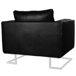 VidaXL Fauteuil Met Verchroomde Poten Kubus Kunstleer Zwart -Relax Verkoop d62803a547314d338656bd6d54edda87