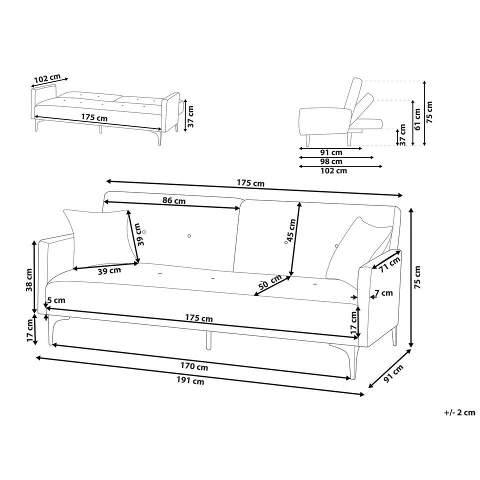 Beliani Driezitsbank - LUCAN Oranje Fluweel 3 Beliani Driezitsbank - LUCAN Oranje Fluweel - Image 3