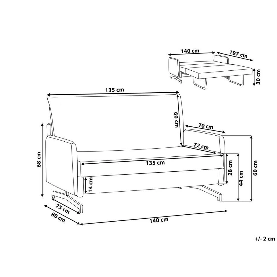 Beliani Tweezitsbank - BELFAST Grijs Polyester 4 Beliani Tweezitsbank - BELFAST Grijs Polyester - Image 4