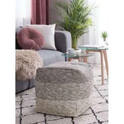 Beliani Poef HIRRI - Grijs Katoen -Relax Verkoop dd0564ddd04249c98787bee81a4c0e0b