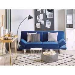 Beliani Slaapbank - YORK Blauw Fluweel -Relax Verkoop dec59cbfb3984c578bafca9ef0667c5a