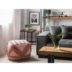 Beliani Poef KOCHI - Roze Katoen, Polyester -Relax Verkoop e379fff5641b4c80a53debc5ccc9b13d