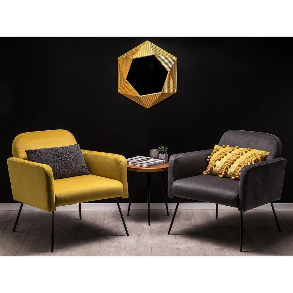 Beliani Fauteuil NARKEN - Grijs Fluweel 2 Beliani Fauteuil NARKEN - Grijs Fluweel - Image 2