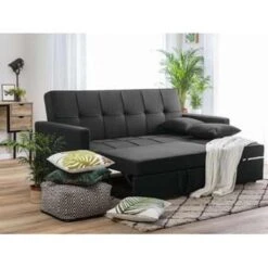 Beliani Slaapbank - GLOMMA Zwart Polyester -Relax Verkoop f6eaefa675d4441492935f780c2d6734