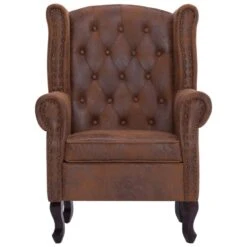 VidaXL Fauteuil En Voetenbank Chesterfield-stijl Kunstsuède Bruin -Relax Verkoop f8c67b80f8694d30a4a9e39ef9aa9566