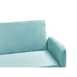 Beliani Driezitsbank - SENJA Blauw Fluweel -Relax Verkoop fa9d99b3b88144f48f90fbdccb1b9263